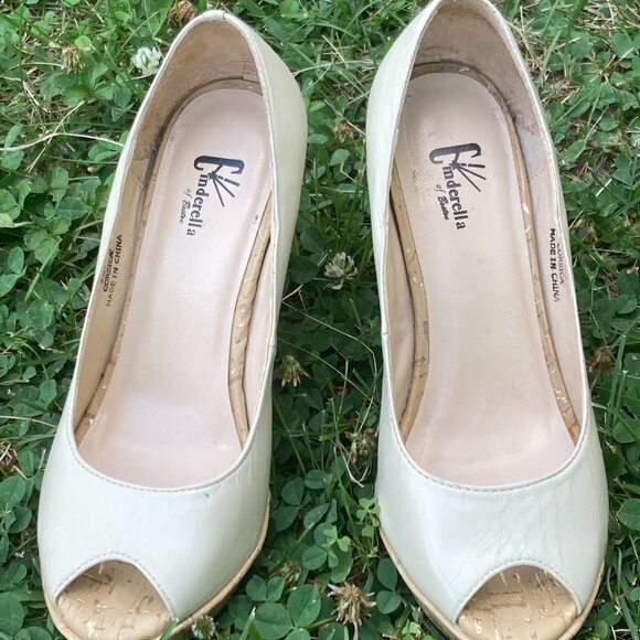 Open Toe Platform Pump, Women's Size 2.5, Cream - Picture 3 of 7
